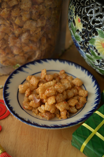 Crunchy Pork Cracklings tossed in fiery fish sauce